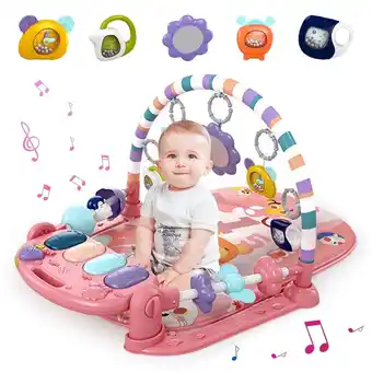 Walmart Baby Gym Play Mat, Caveen Musical Fitness Tummy Time Mat, for 0-36 Months Boys Girls, Orange Red offer