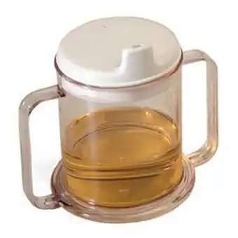 Walmart Clear Mug Dual-Handled Sippy Cup 10oz. Drinking Cup for Patients/Children/Elderly/Handicapped offer