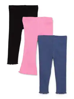 Walmart Garanimals Baby Girls Rib Jersey Leggings with Lettuce-Edge Trim, 3-Pack, Sizes 0-24M offer