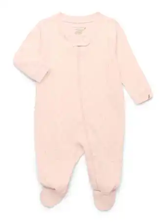 Walmart easy-peasy Baby Girls Layette Organic Cotton Footed Pajama One-Piece with Long Sleeves, Sizes 0M-9M offer