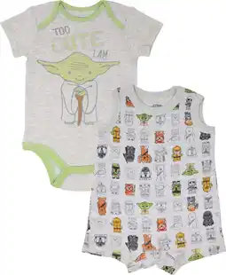 Walmart Star Wars Yoda Infant Baby Boys Bodysuit and Romper White / Grey 3-6 Months offer