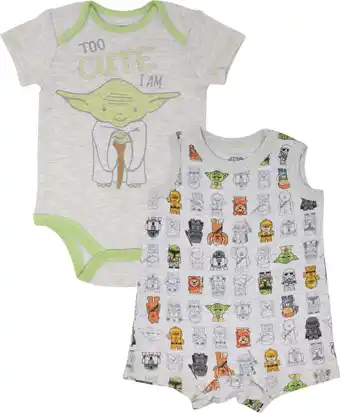 Walmart Star Wars Yoda Infant Baby Boys Bodysuit and Romper White / Grey 3-6 Months offer