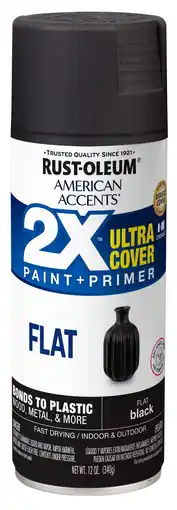 Walmart Black, Rust-Oleum American Accents 2X Ultra Cover Flat Spray Paint- 12 oz offer