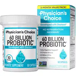 Walmart Physicians Choice 60 Billion Probiotic, for Women & Men, 60 Count, Digestive & Gut Health offer