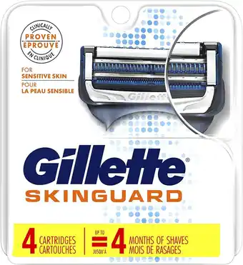 Walmart Gillette Skinguard Sensitive Refill Razor Blade Cartridges for Men, 4 ct offer