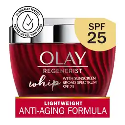Walmart Olay Skin Care Regenerist Whip Facial Moisturizer with SPF 25 Sun Protection, 1.7 oz offer