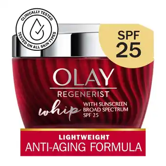 Walmart Olay Skin Care Regenerist Whip Facial Moisturizer with SPF 25 Sun Protection, 1.7 oz offer