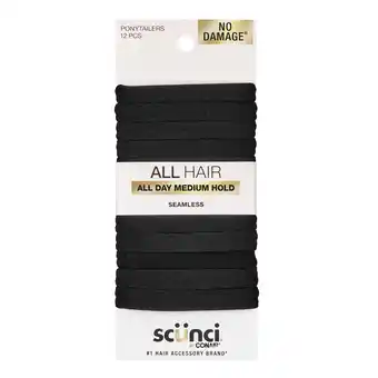 Walmart Scunci No Damage Hosiery Ponytail Hair Ties, Black, 12 Count offer