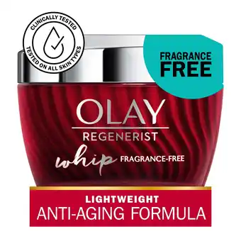 Walmart Olay Skin Care Whip Face Moisturizer, Fragrance-Free, Wrinkle Cream for All Skin Types, 1.7 oz offer