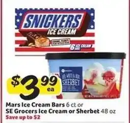 Winn Dixie Mars Ice Cream Bars or SE Grocers Ice Cream or Sherbet offer