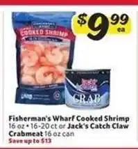 Winn Dixie Fisherman's Wharf Cooked Shrimp or Jack's Catch Claw Crabmeat offer