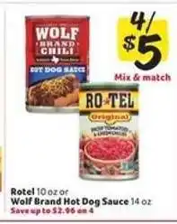 Winn Dixie Rotel or Wolf Brand Hot Dog Sauce offer