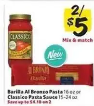 Winn Dixie Barilla Al Bronzo Pasta or Classico Pasta Sauce offer