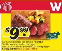 Winn Dixie Farms Whole Beef Tenderloin offer