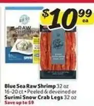Winn Dixie Blue Sea Raw Shrimp or Surimi Snow Crab Legs offer