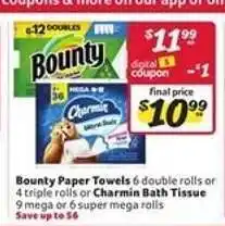 Winn Dixie Bounty Paper Towels or Charmin Bath Tissue offer