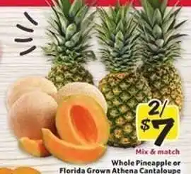Winn Dixie Whole Pineapple or Florida Grown Athena Cantaloupe offer