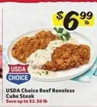 Winn Dixie USDA Choice Beef Boneless Cube Steak offer