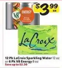 Winn Dixie LaCroix Sparkling Water or V8 Energy offer