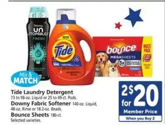 Safeway Tide Laundry Detergent, Downy Fabric Softener, Bounce Sheets offer