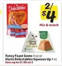 Winn Dixie Fancy Feast Gems or Hartz Delectables Squeeze Up offer