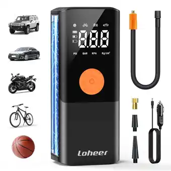 Walmart Loheer Cordless Tire Inflator Portable Air Compressor, 150PSI Air Pump for Car Tires offer