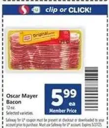 Safeway Oscar Mayer Bacon offer