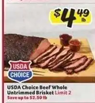 Winn Dixie USDA Choice Beef Whole Untrimmed Brisket offer
