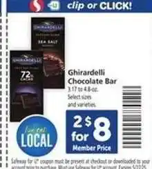 Safeway Ghirardelli Chocolate Bar offer