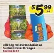 Winn Dixie 3 lb Bag Halos Mandarins or Sunkist Navel Oranges offer