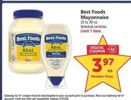 Safeway Best Foods Mayonnaise offer
