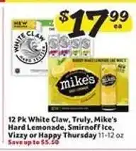 Winn Dixie 12 Pk White Claw, Truly, Mike's Hard Lemonade, Smirnoff Ice, Vizzy or Happy Thursday offer