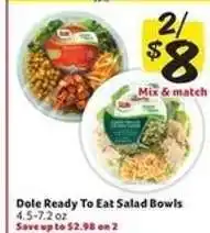 Winn Dixie Dole Ready To Eat Salad Bowls offer
