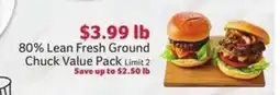 Winn Dixie 80% Lean Fresh Ground Chuck Value Pack offer