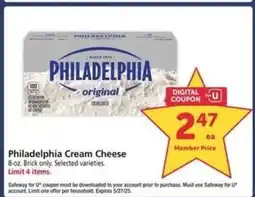 Safeway Philadelphia Cream Cheese offer