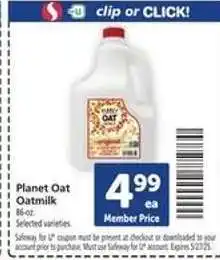 Safeway Planet Oat Oatmilk offer