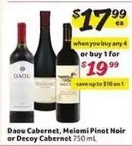 Winn Dixie Daou Cabernet, Meiomi Pinot Noir or Decoy Cabernet offer
