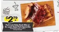 Winn Dixie Pork Loin Baby Back Ribs or St. Louis Style Pork Spareribs offer