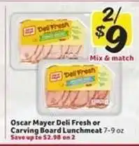 Winn Dixie Oscar Mayer Deli Fresh or Carving Board Lunchmeat offer