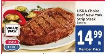 Safeway USDA CHOICE Beef New York Strip Steak offer