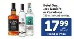 Safeway Ketel One, Jack Daniel's or Cazadores offer