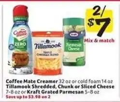 Winn Dixie Coffee Mate Creamer, Tillamook Cheese, Kraft Grated Parmesan offer
