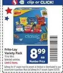 Safeway Frito Lay Variety Pack offer