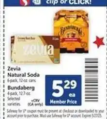 Safeway Zevia Natural Soda offer