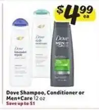 Winn Dixie Dove Shampoo, Conditioner or Men+Care offer