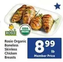 Safeway Rosie Organic Boneless Skinless Chicken Breasts offer