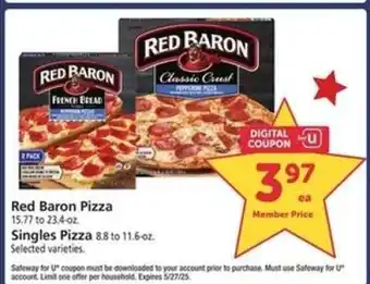 Safeway Red Baron Pizza offer