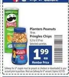 Safeway Planters Peanuts / Pringles Chips offer