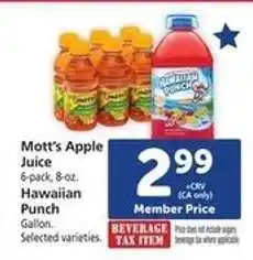Safeway Mott’s Apple Juice / Hawaiian Punch offer