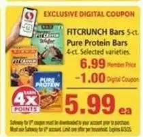 Safeway FITCRUNCH Bars 5-ct. Pure Protein Bars 4-ct offer